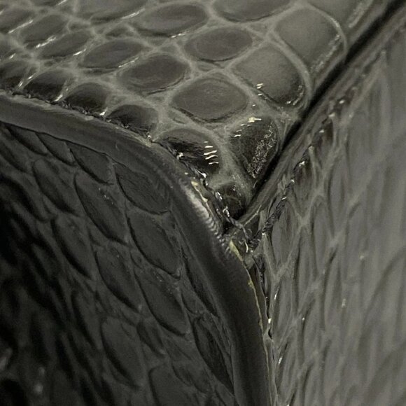 Auth BALENCIAGA Hourglass Top Handle Small 593546 Dark Gray Leather Handbag - Picture 4 of 16